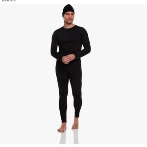 NEW MENS BODY GLOVE 3 PIECE SET PERFORMANCE FLEECE LINED BASE LAYER BLACK